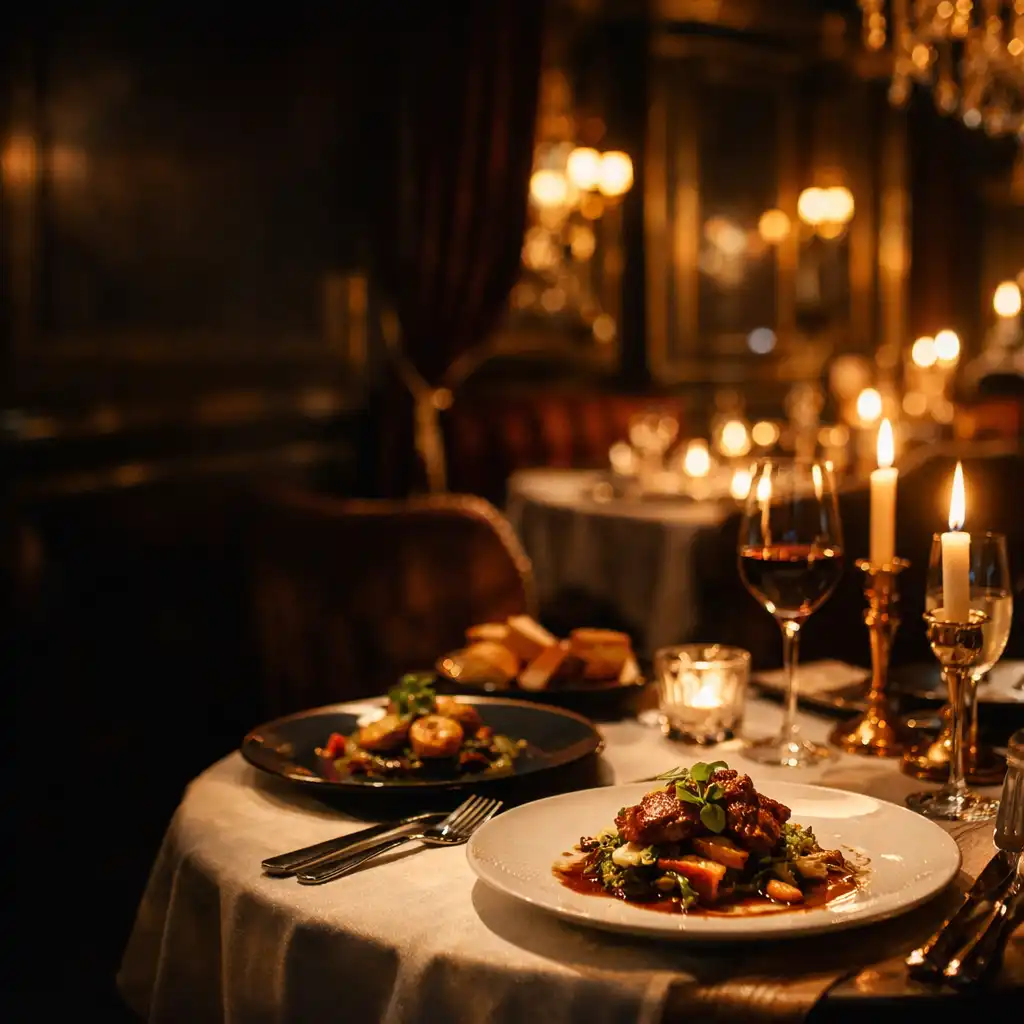 Elegancka kolacja fine dining przy świecach