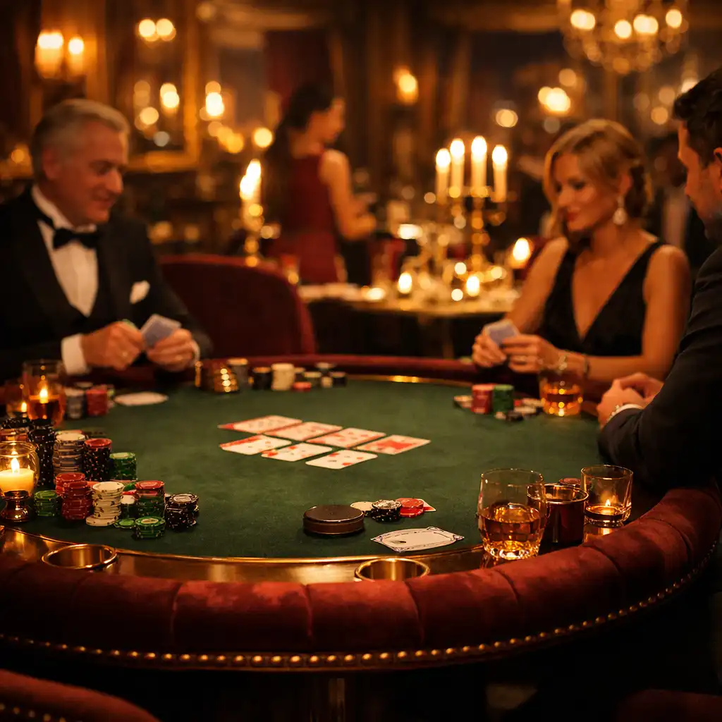 Elegancki stół pokerowy w restauracji